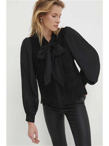 Košile Answear Lab dámská černá barva regular s vázaným výstřihem