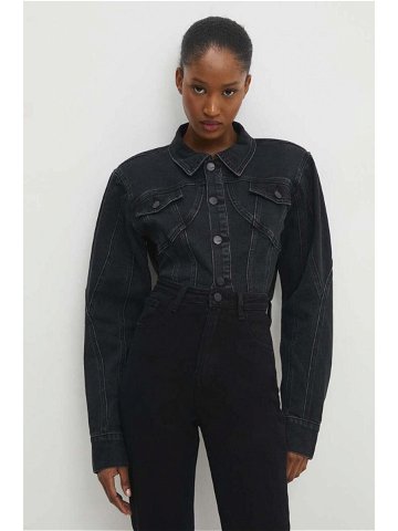 Džínová bunda Answear Lab dámská černá barva přechodná