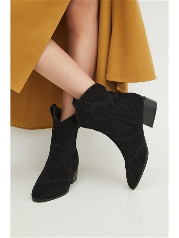 Westernové boty Medicine dámské černá barva na podpatku