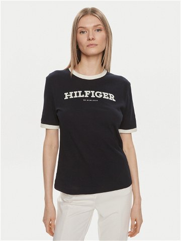 Tommy Hilfiger T-Shirt Monotype WW0WW41208 Tmavomodrá Regular Fit