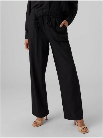 Černé dámské kalhoty s příměsí lnu Vero Moda Jesmilo