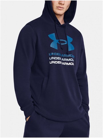 Tmavě modrá sportovní mikina Under Armour UA Rival Terry Graphic Hood