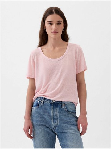 Světle růžové dámské lněné tričko GAP