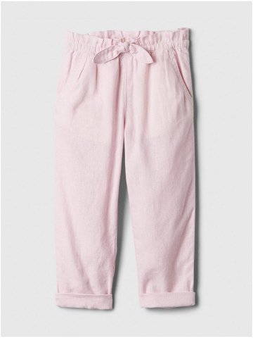 Světle růžové holčičí kalhoty s příměsí lnu GAP