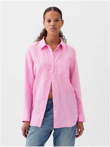 Růžová dámská lněná košile GAP