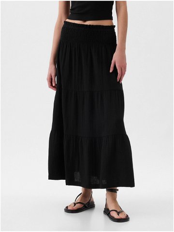 Černá dámská mušelínová maxi sukně s volánem GAP