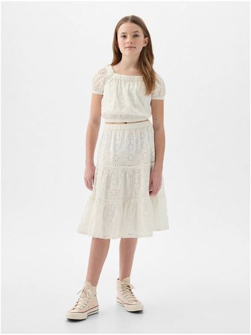 Bílá holčičí krajková sukně s volánem GAP