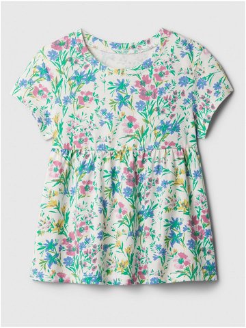 Krémovo-zelené holčičí květované tričko GAP