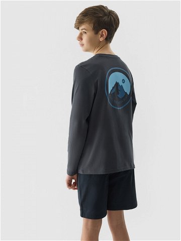 Chlapecké tričko s dlouhými rukávy z organické bavlny s potiskem – grafitové