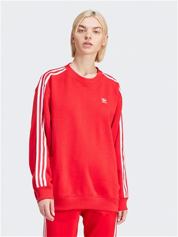 Adidas Mikina 3-Stripes IN8487 Červená Oversize