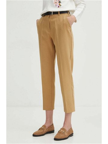 Kalhoty Medicine dámské béžová barva střih chinos high waist