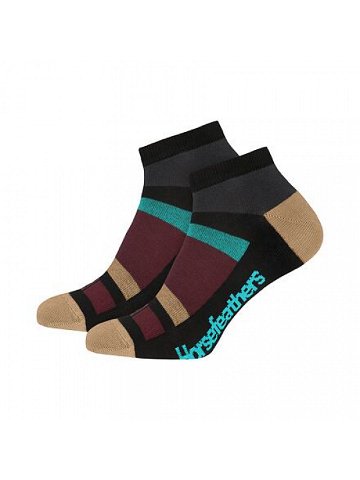 HORSEFEATHERS Ponožky Row – burgundy BLACK velikost 8 – 10