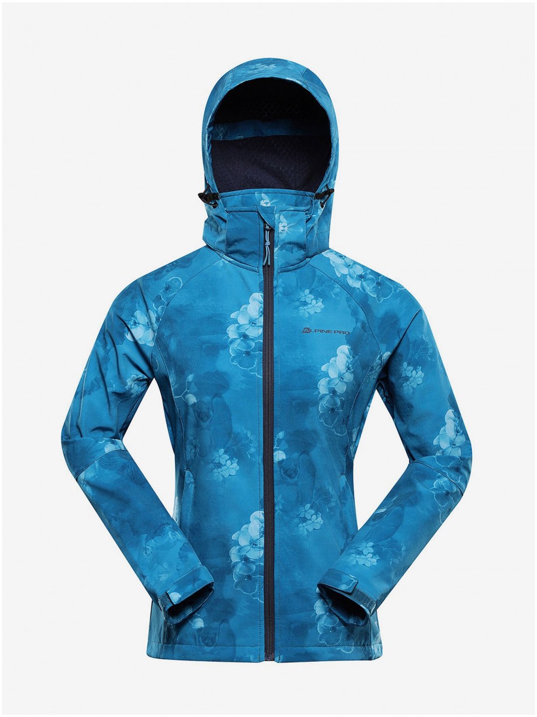 Modrá dámská vzorovaná softshellová bunda ALPINE PRO HOORA