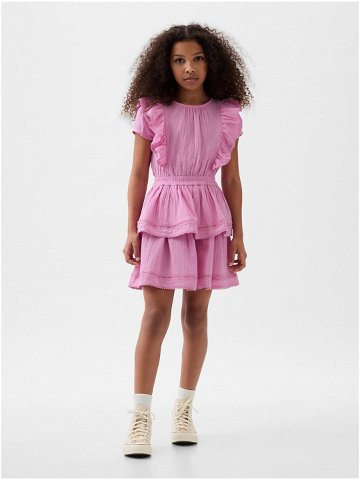 Růžové holčičí šaty s volány GAP