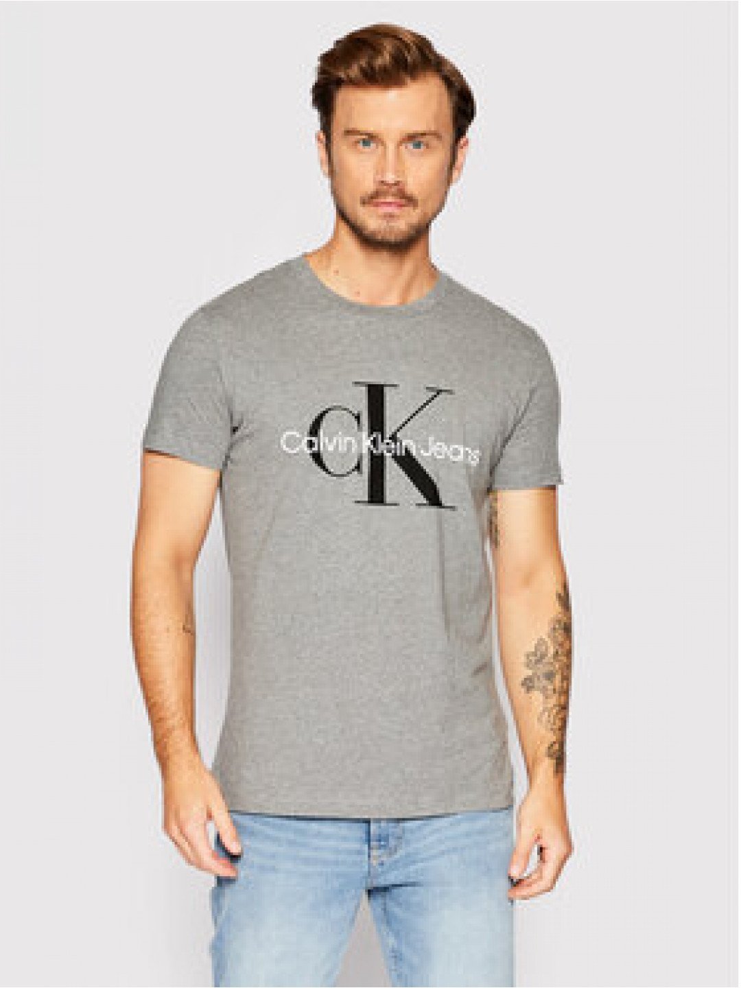 Calvin Klein Jeans T-Shirt J30J320935 Šedá Slim Fit
