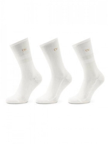 Calvin Klein Sada 3 párů dámských vysokých ponožek 701219848 Bílá