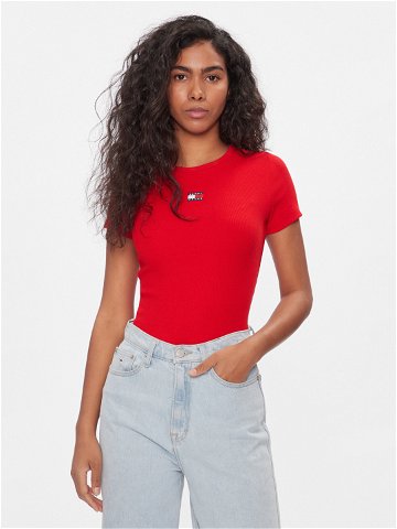 Tommy Jeans T-Shirt Badge DW0DW17881 Červená Slim Fit