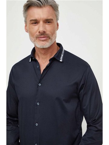 Košile Armani Exchange pánská tmavomodrá barva regular s italským límcem 3DZCL6 ZN10Z