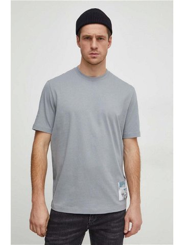 Bavlněné tričko Armani Exchange šedá barva s aplikací 3DZTLF ZJ9JZ