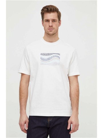 Bavlněné tričko Armani Exchange béžová barva s potiskem 3DZTLE ZJ9JZ