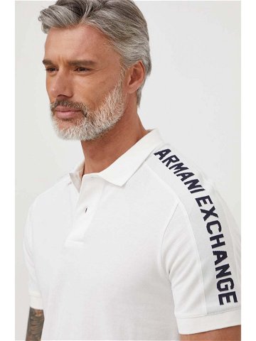 Bavlněné polo tričko Armani Exchange bílá barva s aplikací 3DZFLA ZJM5Z