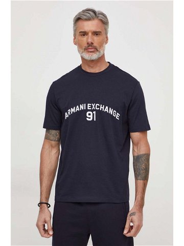 Bavlněné tričko Armani Exchange tmavomodrá barva s aplikací 3DZTLP ZJLFZ