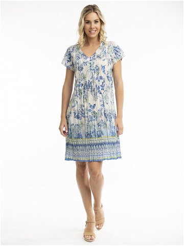 Béžovo-modré dámské květované šaty Orientique Rhodes