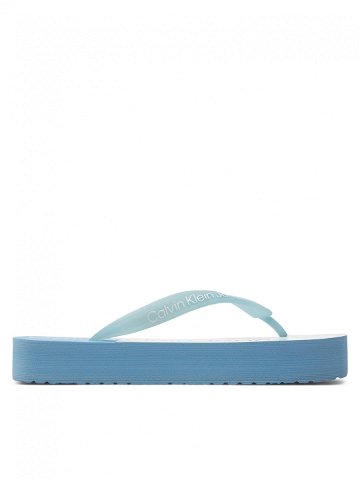 Calvin Klein Jeans Žabky Beach Sandal Flatform Monologo YW0YW01617 Světle modrá