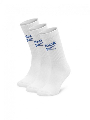 Reebok Sada 3 párů vysokých ponožek unisex R0258-SS24 3-pack Bílá