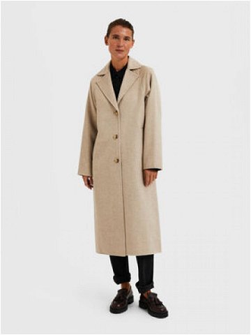 Selected Femme Vlněný kabát New Tama Handmade 16085106 Béžová Oversize