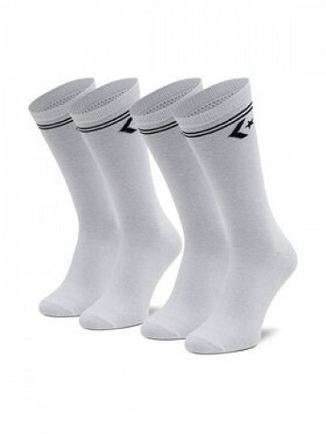 Converse Sada 2 párů vysokých ponožek unisex E1025W-2010 Bílá