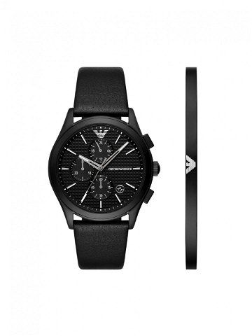 Emporio Armani Sada hodinek a náramek Paolo Gift Set AR80070SET Černá