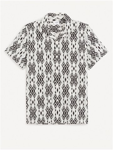 Černo-bílá pánská vzorovaná košile s krátkým rukávem Celio Gakat