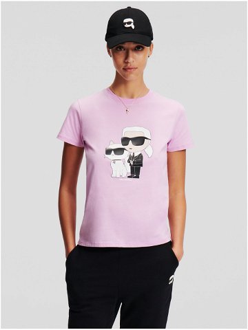Světle růžové dámské tričko KARL LAGERFELD Ikonik 2 0