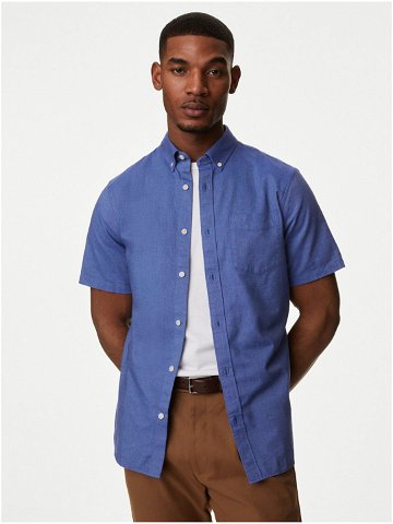 Modrá pánská košile s krátkým rukávem Marks & Spencer
