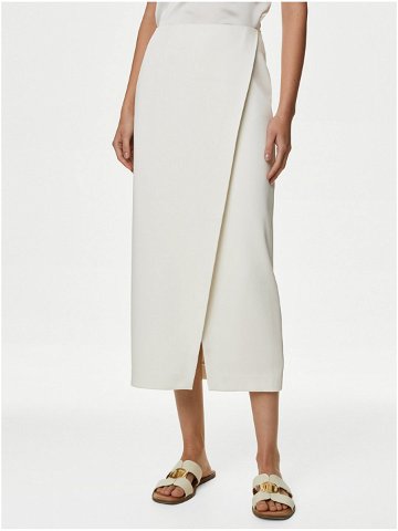 Krémová dámská saténová zavinovací midi sukně Marks & Spencer