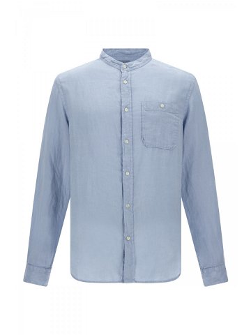 Košile woolrich band collar linen shirt modrá xl