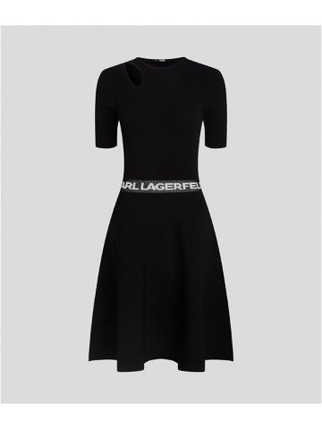 Šaty karl lagerfeld sslv logo knit dress černá xxl