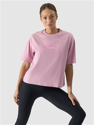 Dámské tričko oversize s potiskem – pudrově růžové