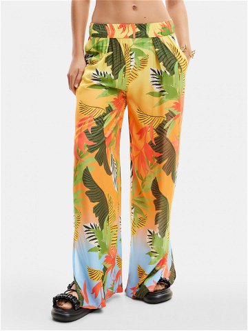 Desigual Kalhoty z materiálu Tropical Party 24SWMW21 Oranžová Loose Fit