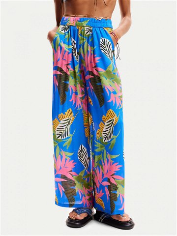 Desigual Kalhoty z materiálu Tropical Party 24SWMW21 Modrá Loose Fit