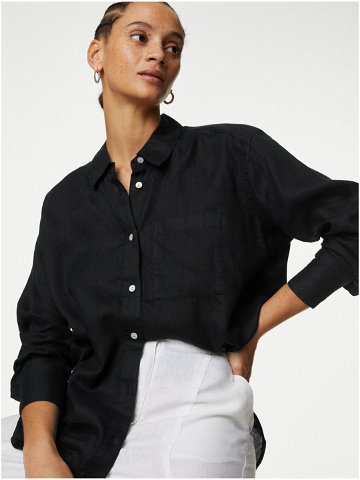 Černá dámská lněná košile Marks & Spencer