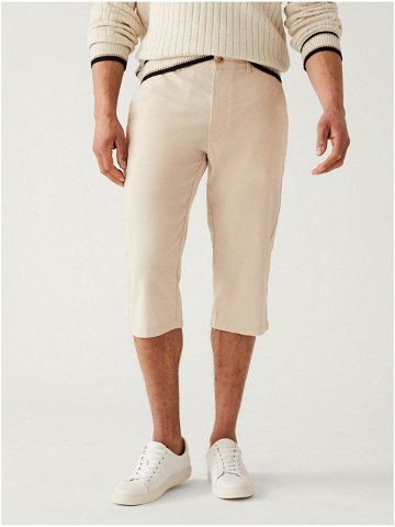 Béžové pánské 3 4 kalhoty s příměsí lnu Marks & Spencer