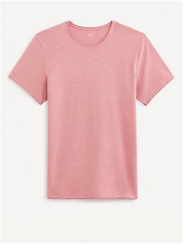 Růžové pánské basic tričko Celio Geroule