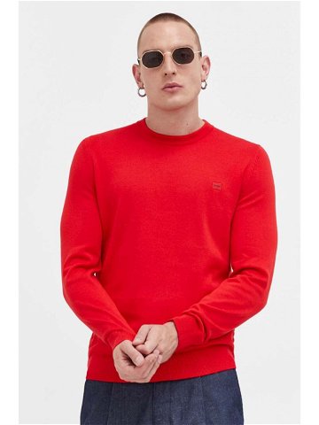 Bavlněný svetr HUGO červená barva lehký