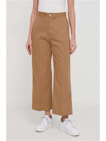 Kalhoty Polo Ralph Lauren dámské béžová barva široké high waist 211873988