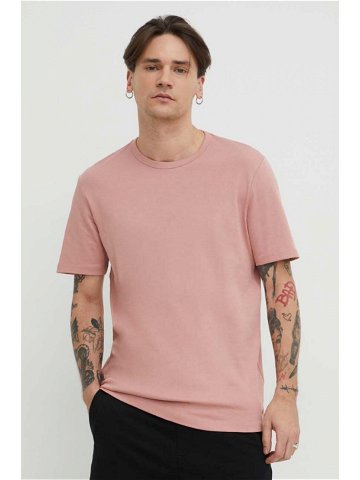 Bavlněné tričko HUGO růžová barva 50480434