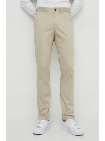 Kalhoty Calvin Klein pánské béžová barva ve střihu chinos