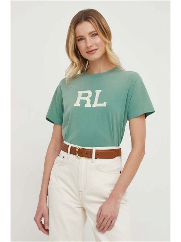 Bavlněné tričko Polo Ralph Lauren zelená barva 211910130