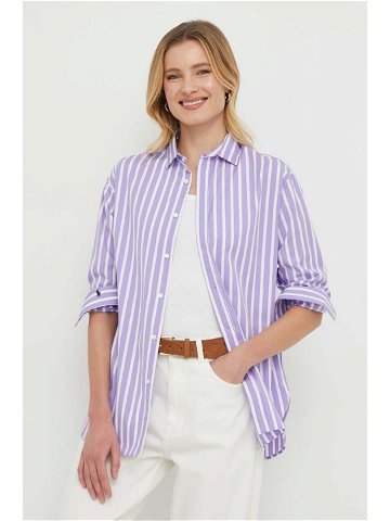 Bavlněná košile Polo Ralph Lauren fialová barva relaxed s klasickým límcem 211910743